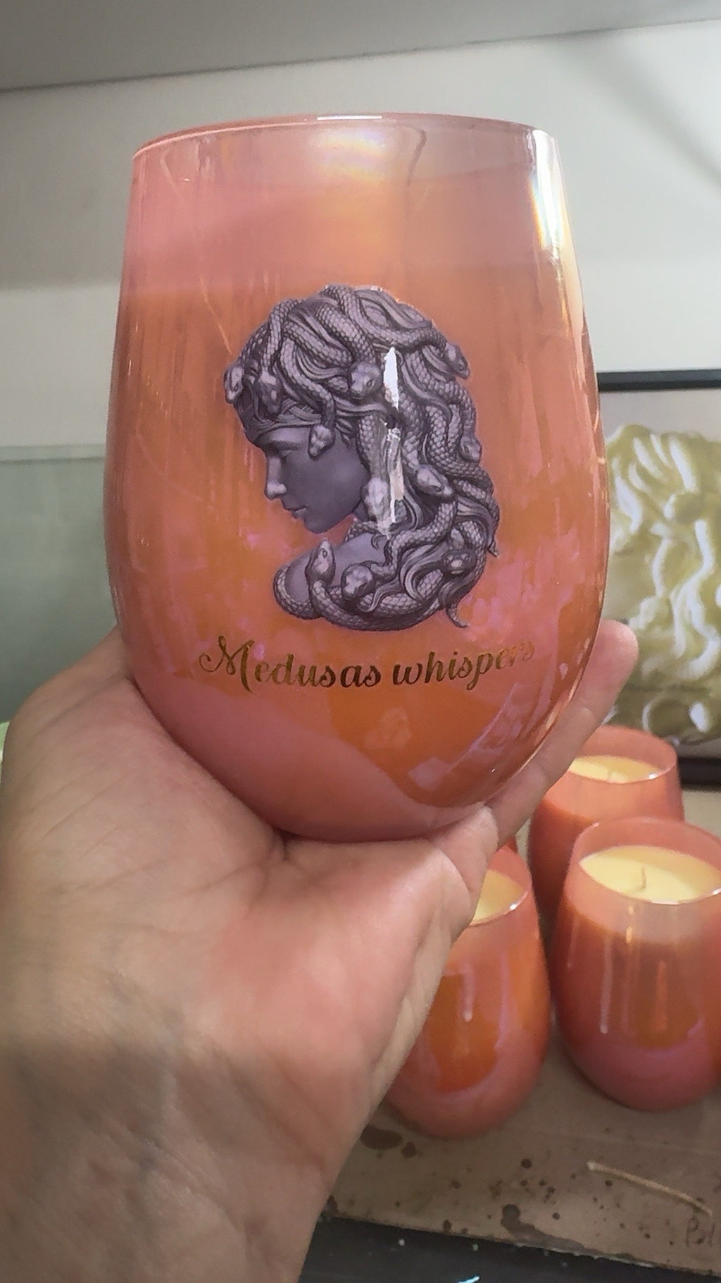 Blood orange soy candle in orange pink vessel