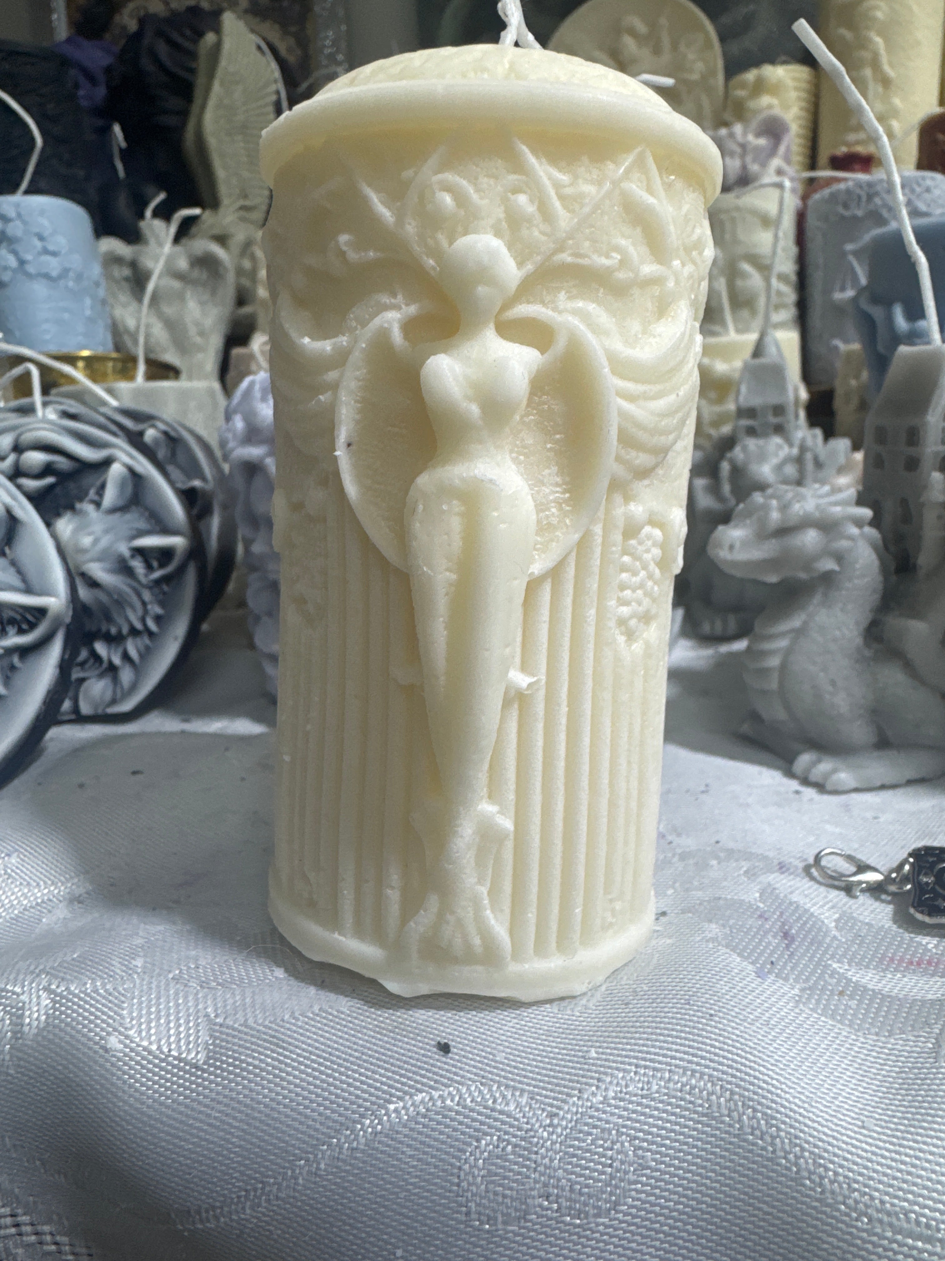 Angelic love and large archangel micheal with 2 griffins and fairy angel