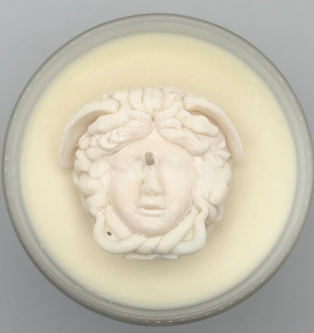 Medusa Candle: Island Spa Scent, Organic Soy Wax, Wick Trimmer Included