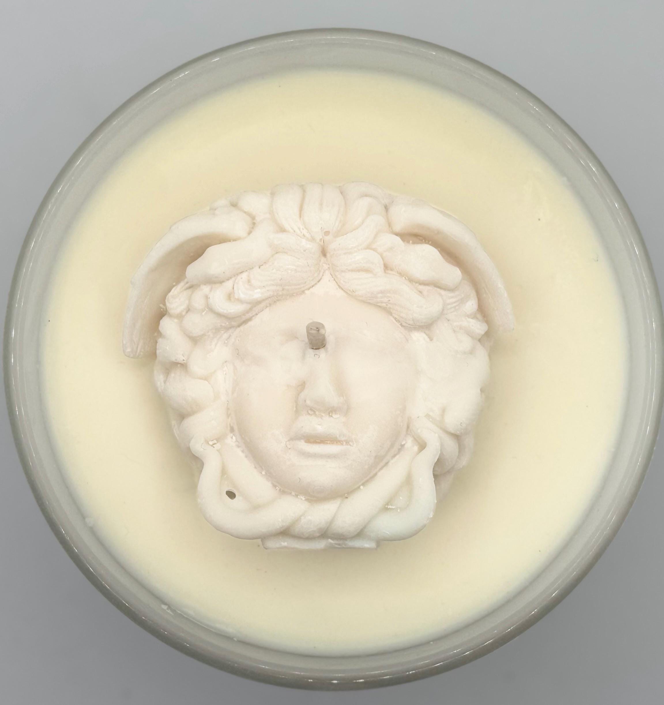 Medusa Candle: Island Spa Scent, Organic Soy Wax, Wick Trimmer Included