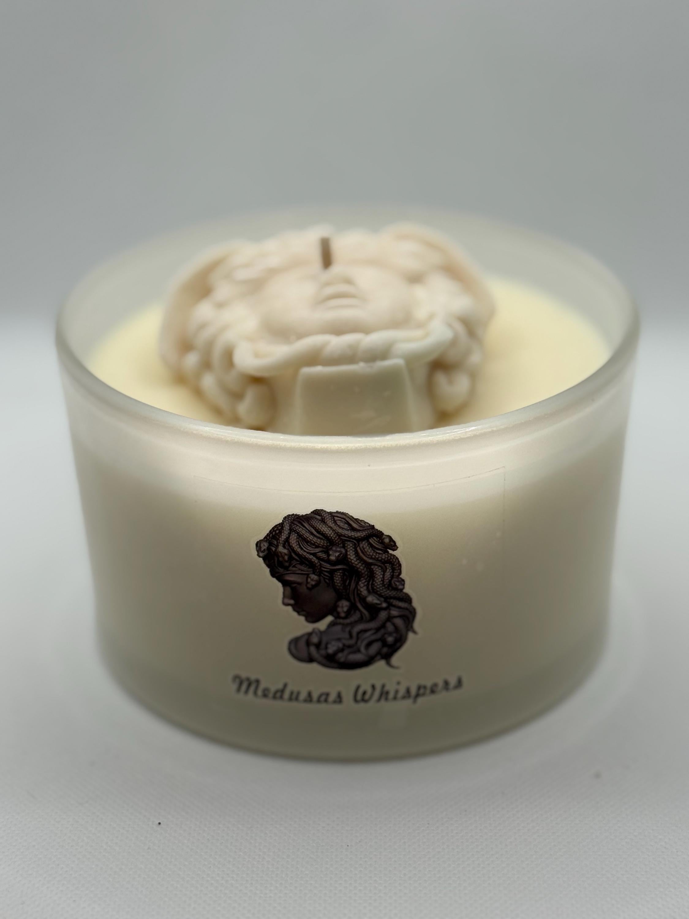 Medusa Candle: Island Spa Scent, Organic Soy Wax, Wick Trimmer Included