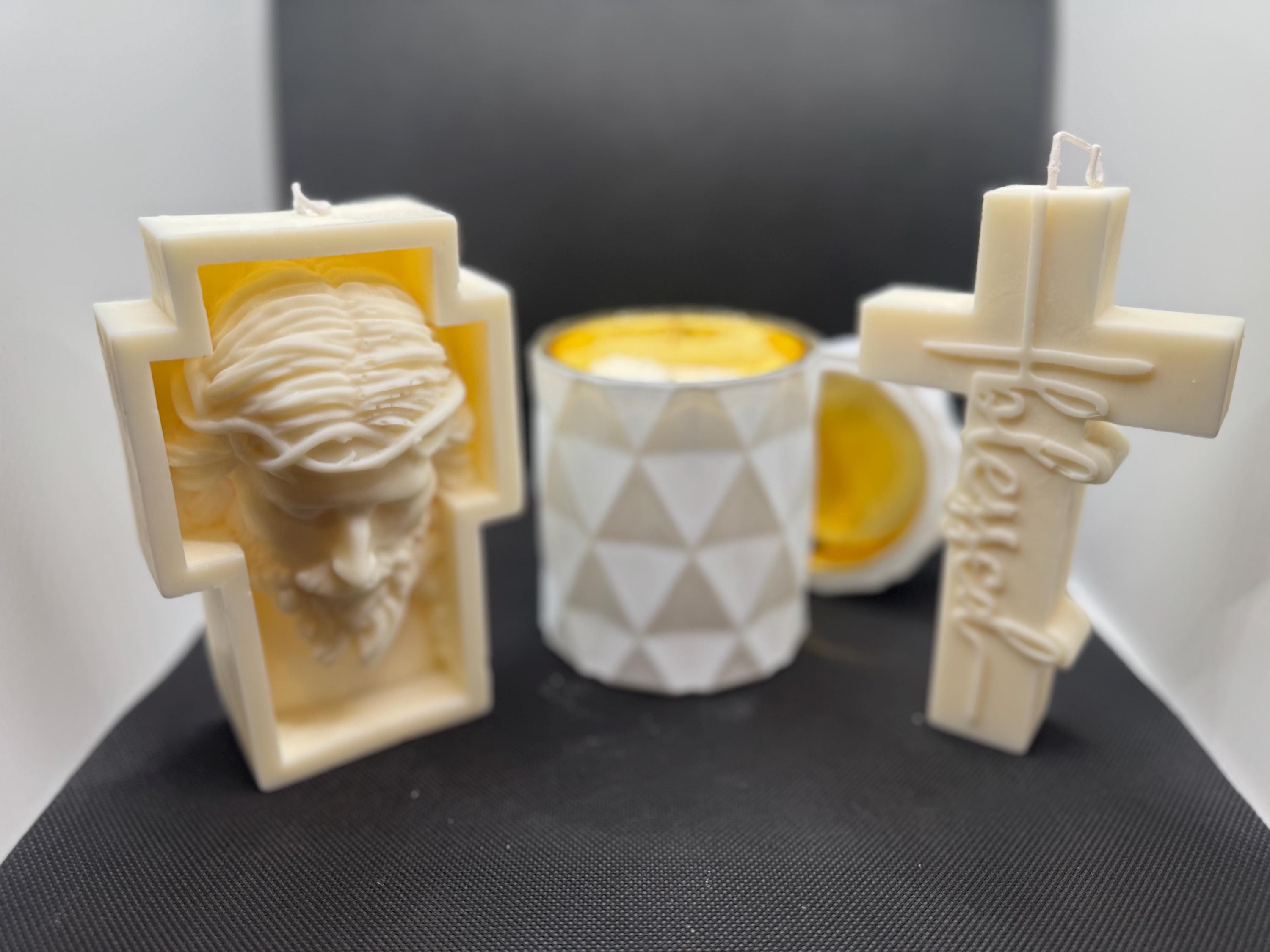 3 piece  Livani Scented Soy and beeswax Candle Set: Religious Gift, Calming Aroma