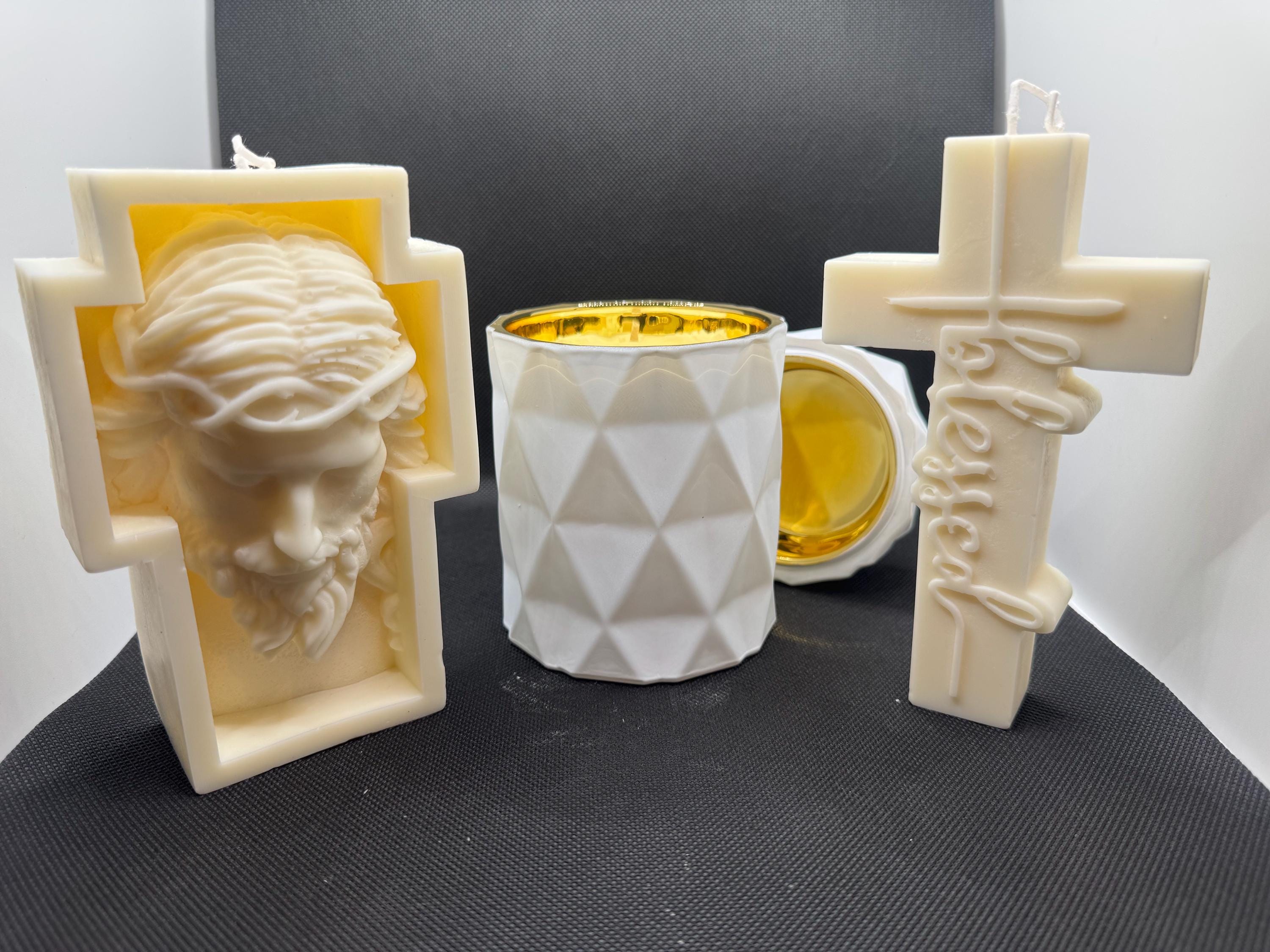 3 piece  Livani Scented Soy and beeswax Candle Set: Religious Gift, Calming Aroma